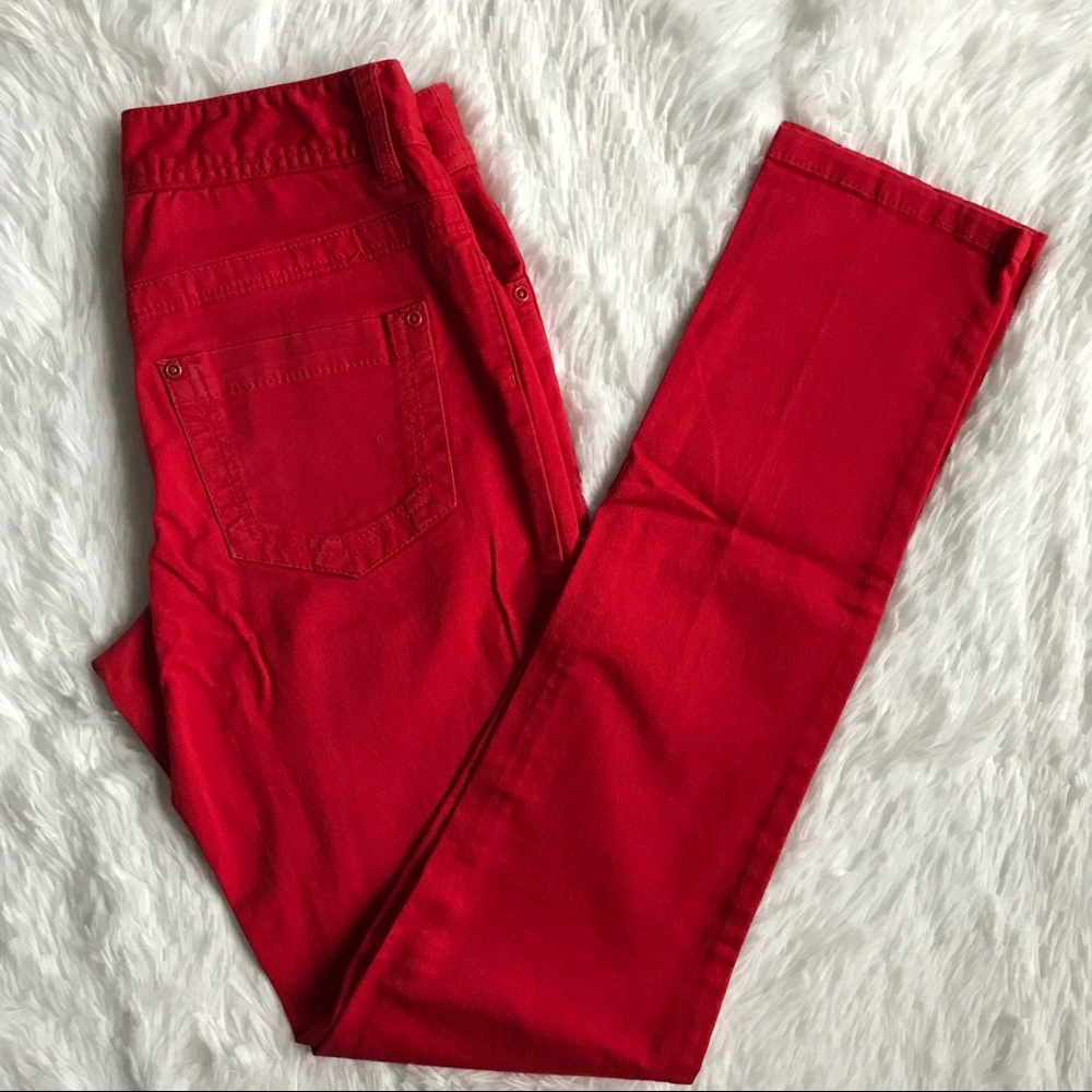 H&M Red Straight Jeans Pants